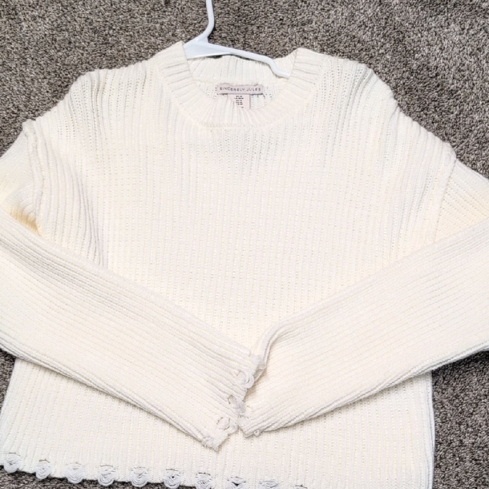 Sincerely Jules Cream Ribbed Knit Sweater